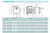 Shimge Pump JET250G1 Performance Table